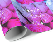 Roze rozen Aangepaste tekst Happy Moederdag Floral Cadeaupapier (Rol Hoek)