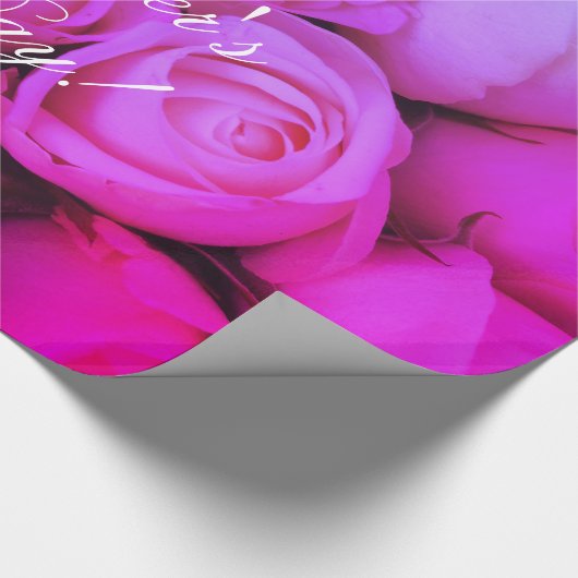 Roze rozen Aangepaste tekst Happy Moederdag Floral Cadeaupapier (Hoek)