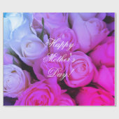 Roze rozen Aangepaste tekst Happy Moederdag Floral Cadeaupapier (Vlak)