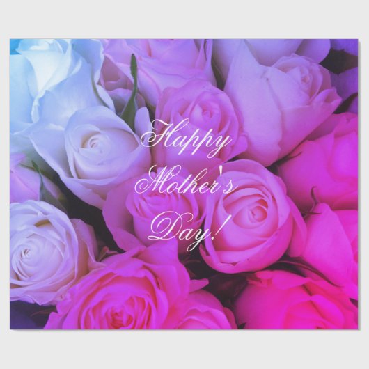 Roze rozen Aangepaste tekst Happy Moederdag Floral Cadeaupapier (Vlak)