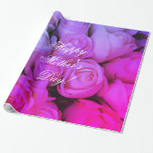 Roze rozen Aangepaste tekst Happy Moederdag Floral Cadeaupapier (Uitgerold)