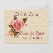 Roze rozen aankondigingskaart (Voorkant)