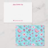  roze rozen aardbeienboomstam Valentijnsdag Notitiekaartje (Voorkant / Achterkant)