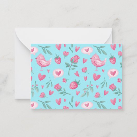  roze rozen aardbeienboomstam Valentijnsdag Notitiekaartje (Achterkant)