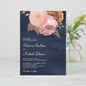 Roze Rozen Aardse Bloemenvloot Alles in één bruilo Kaart (Staand voorkant)