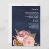 Roze Rozen Aardse Bloemenvloot Alles in één bruilo Kaart (Achterkant)