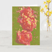 Roze Rozen Abstract Art Note Kaart (Gele Bloem)