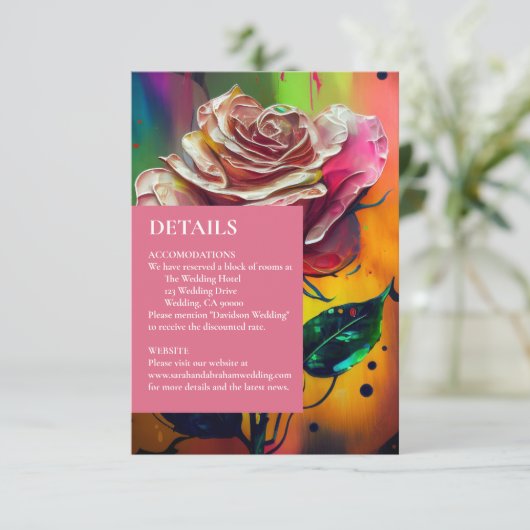 Roze Rozen Abstracte Moderne RSVP Response Kaart (Staand voorkant)