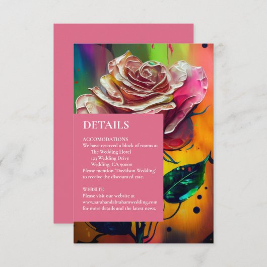 Roze Rozen Abstracte Moderne RSVP Response Kaart (Voorkant / Achterkant)