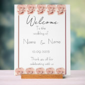 Roze rozen acryl bruiloft teken bord (Neutraal)