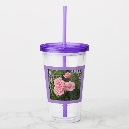 Roze Rozen Acryl Drinkbeker (Voorkant)