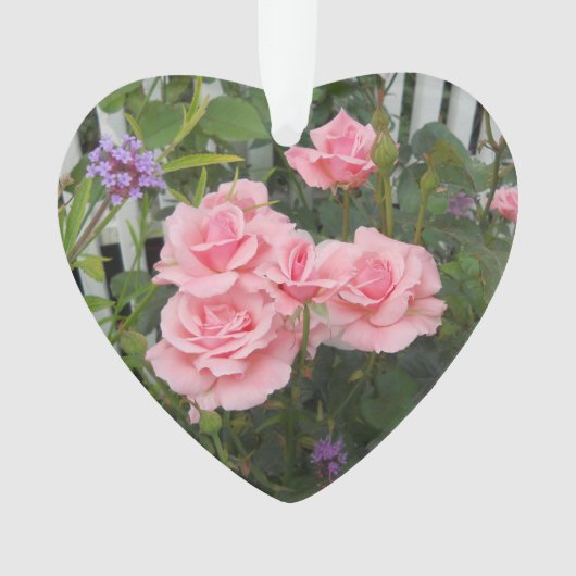 Roze Rozen Acryl Ornament (voorkant)