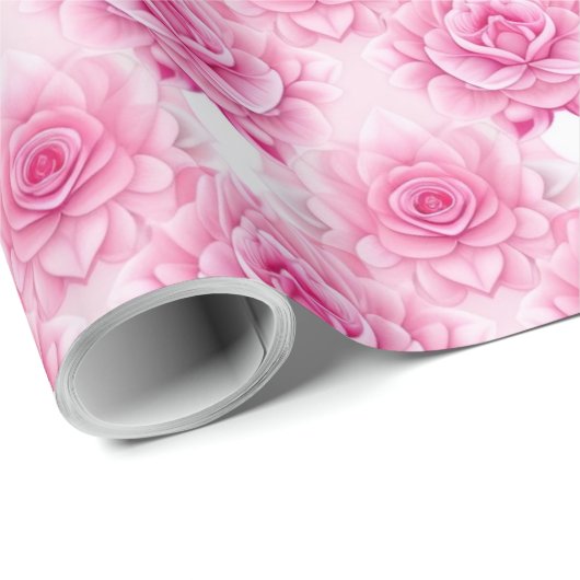Roze Rozen AI Art Wrapping Papier (Rol Hoek)