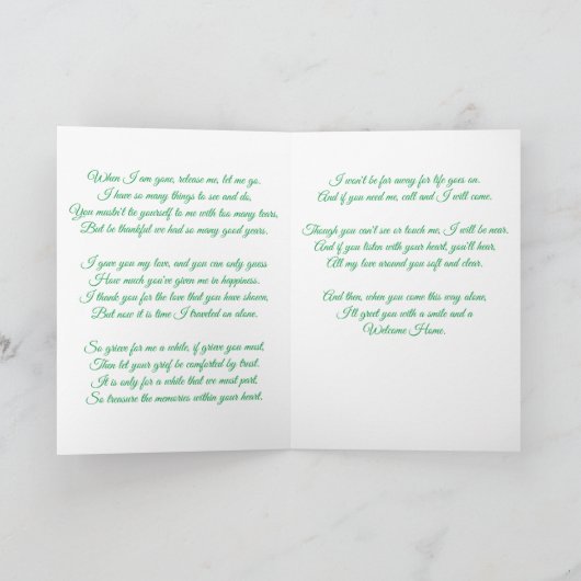 Roze rozen, als ik weg ben sympathiegedicht kaart (Binnen)