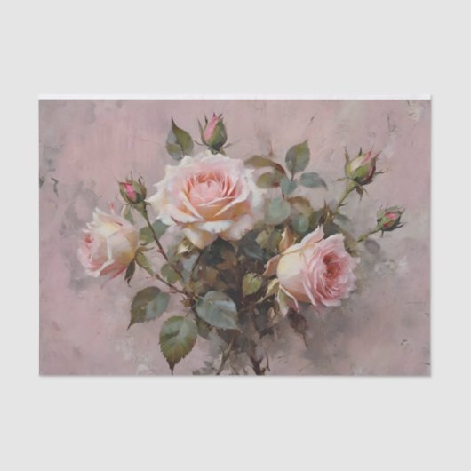 Roze Rozen Aquarel Decoupage Tissuepapier (Voorkant)