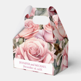 Roze rozen aquarel favorietdozen bedankdoosjes