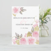 *~* Roze Rozen AR12 FOTO QR - RSVP Bloemen Huwelij Kaart (Staand voorkant)