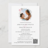 *~* Roze Rozen AR12 FOTO QR - RSVP Bloemen Huwelij Kaart (Achterkant)