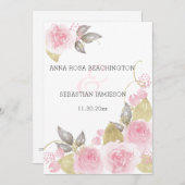 *~* Roze rozen AR15 QR - RSVP Gold Floral Wedding Kaart (Voorkant / Achterkant)