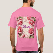 Roze Rozen Art Nouveau Bloemist T-shirt (Achterkant)