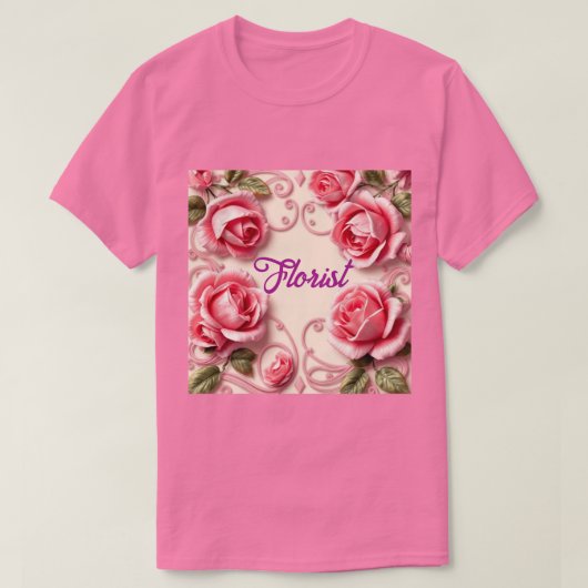 Roze Rozen Art Nouveau Bloemist T-shirt (Design voorkant)