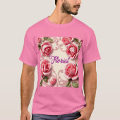 Roze Rozen Art Nouveau Bloemist T-shirt (Voorkant)