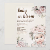  Roze Rozen Baby in Bloom Meisje Baby shower Kaart (Voorkant / Achterkant)