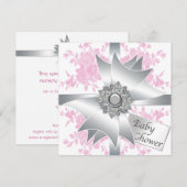 Roze Rozen Baby Meisje Baby Douche Uitnodigingen (Voorkant / Achterkant)