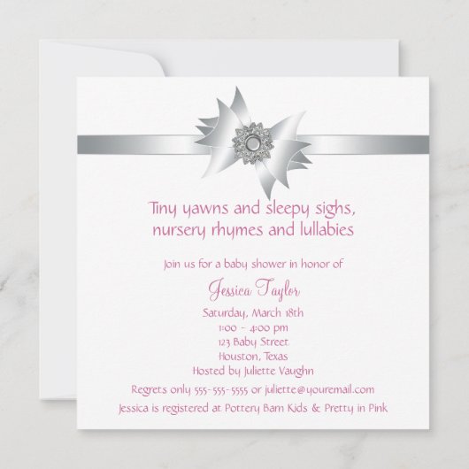 Roze Rozen Baby Meisje Baby Douche Uitnodigingen (Achterkant)