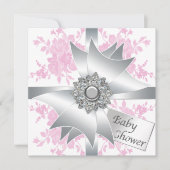 Roze Rozen Baby Meisje Baby Douche Uitnodigingen (Voorkant)