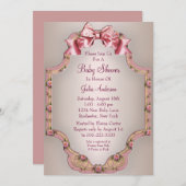 Roze Rozen Baby Meisje Douche Uitnodigingen (Voorkant / Achterkant)