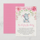 Roze Rozen Baby Olifant Breng een boek invoegen Ka Informatiekaartje (Voorkant / Achterkant)