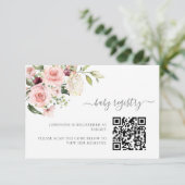 Roze Rozen Baby shower Behuizing Kaart met QR Code (Staand voorkant)