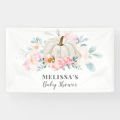 Roze Rozen Baby shower Bloemenpompoen Spandoek (Horizontaal)