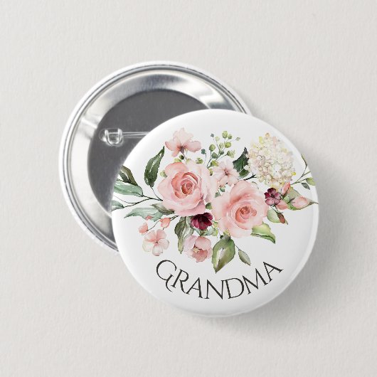 Roze Rozen Baby shower Button Oma Button (Voorkant /achterkant)