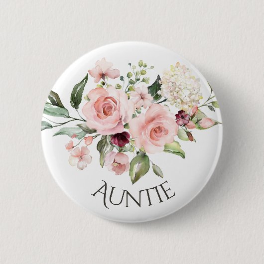 Roze Rozen Baby shower Button Tante Button (Voorkant)