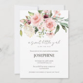 Roze Rozen Baby shower Invitation Kaart (Voorkant)