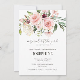 Roze Rozen Baby shower Invitation Kaart