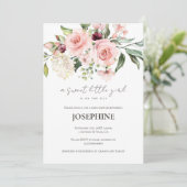 Roze Rozen Baby shower Invitation Kaart (Staand voorkant)