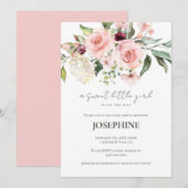 Roze Rozen Baby shower Invitation Kaart (Voorkant / Achterkant)