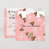 Roze Rozen Baby shower Kaart (Voorkant / Achterkant)