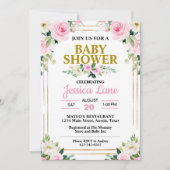  Roze Rozen Baby shower Kaart (Voorkant)