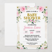 Roze Rozen Baby shower Kaart (Voorkant / Achterkant)