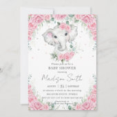 Roze rozen Baby shower met klauw Kaart (Voorkant)