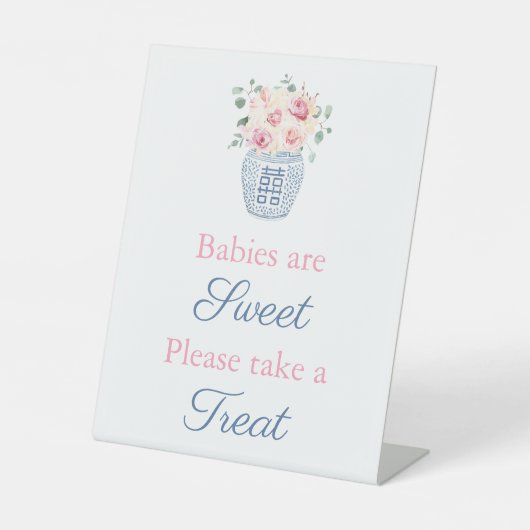  roze Rozen Baby shower-voordeeltabel Reclamebord Met Voetstuk (Voorkant)