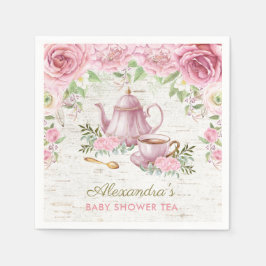 Roze Rozen Baby Tea Party Papier servet