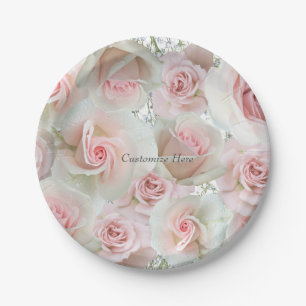 Roze rozen & baby's adem ANY COLOR borden Papieren Bordje