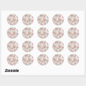 Roze rozen & baby's adem WILLEKEURIGE KLEUR Sticke Ronde Sticker (Vel)