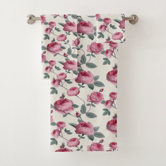 Roze rozen bad handdoek (Insitu)