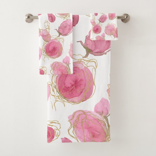 Roze rozen bad handdoek (Insitu)